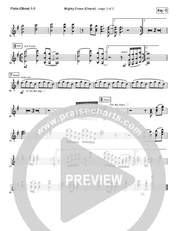 Mighty Cross (Choral Anthem SATB) Flute/Oboe 1/2/3 (Elevation Worship / Arr. Luke Gambill)