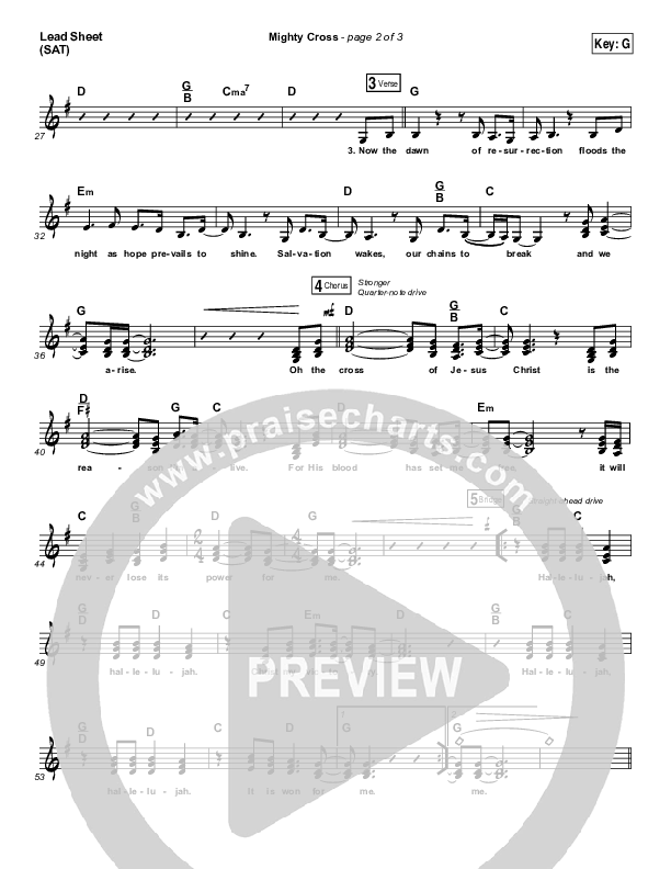 Mighty Cross (Choral Anthem SATB) Lead Sheet (SAT) (Elevation Worship / Arr. Luke Gambill)