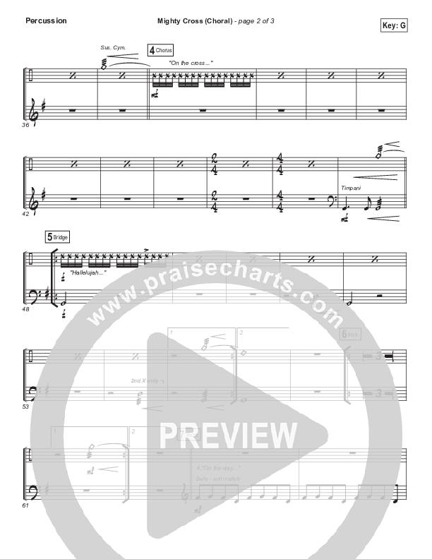 Mighty Cross (Choral Anthem SATB) Percussion (Elevation Worship / Arr. Luke Gambill)