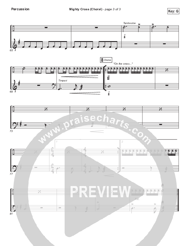 Mighty Cross (Choral Anthem SATB) Percussion (Elevation Worship / Arr. Luke Gambill)