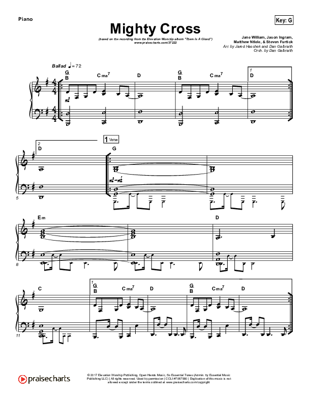 Mighty Cross (Choral Anthem SATB) Piano Sheet (Elevation Worship / Arr. Luke Gambill)