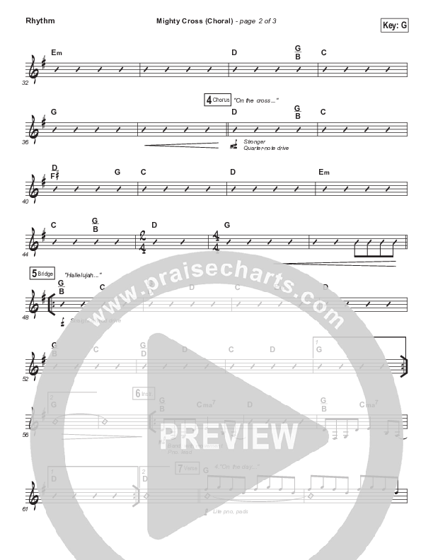 Mighty Cross (Choral Anthem SATB) Rhythm Chart (Elevation Worship / Arr. Luke Gambill)
