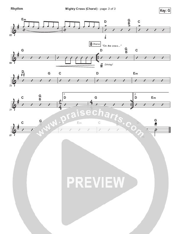Mighty Cross (Choral Anthem SATB) Rhythm Chart (Elevation Worship / Arr. Luke Gambill)