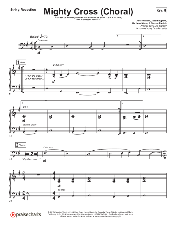 Mighty Cross (Choral Anthem SATB) String Pack (Elevation Worship / Arr. Luke Gambill)