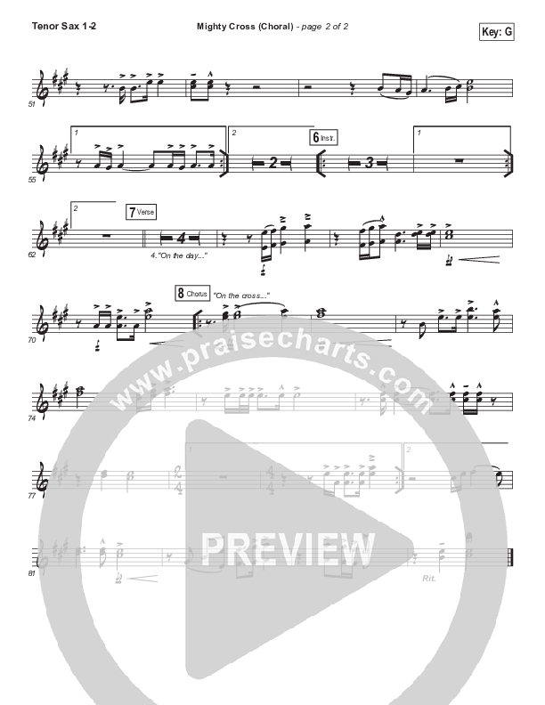 Mighty Cross (Choral Anthem SATB) Tenor Sax 1/2 (Elevation Worship / Arr. Luke Gambill)