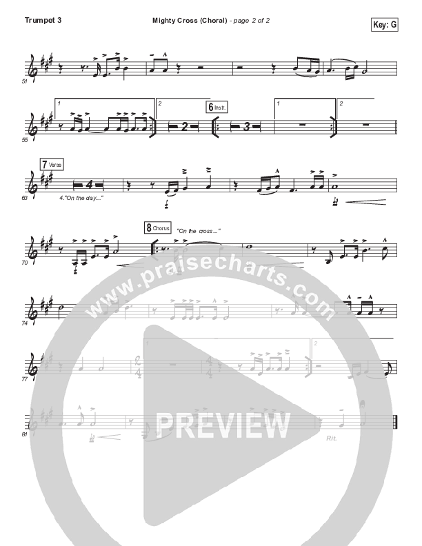 Mighty Cross (Choral Anthem SATB) Trumpet 3 (Elevation Worship / Arr. Luke Gambill)