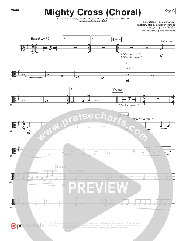 Mighty Cross (Choral Anthem SATB) Viola (Elevation Worship / Arr. Luke Gambill)
