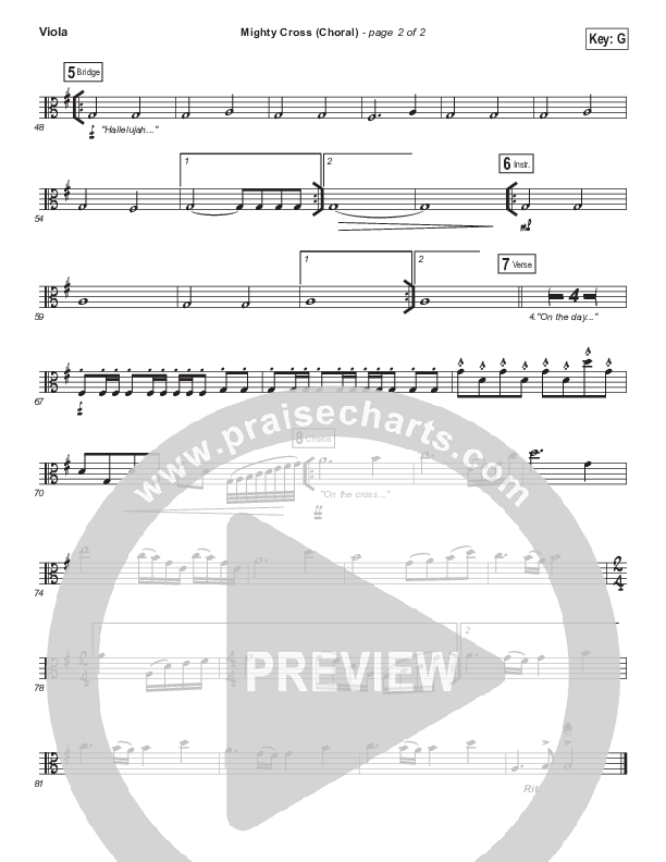 Mighty Cross (Choral Anthem SATB) Viola (Elevation Worship / Arr. Luke Gambill)
