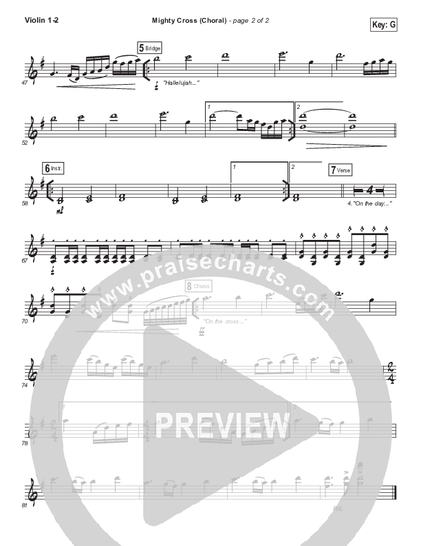 Mighty Cross (Choral Anthem SATB) Violin 1/2 (Elevation Worship / Arr. Luke Gambill)