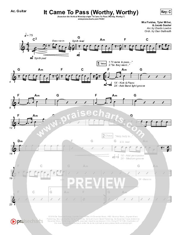 It Came To Pass (Worthy Worthy) Rhythm Chart (Vertical Worship)