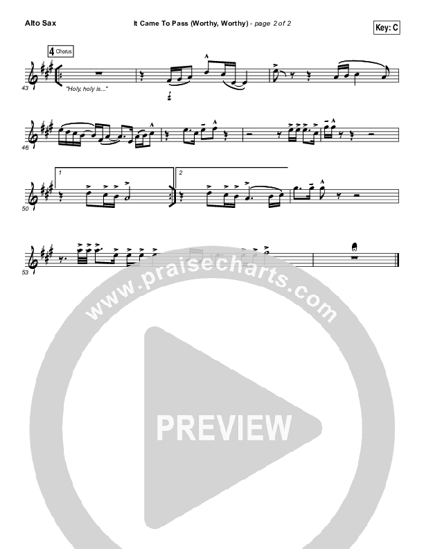 It Came To Pass (Worthy Worthy) Alto Sax (Vertical Worship)