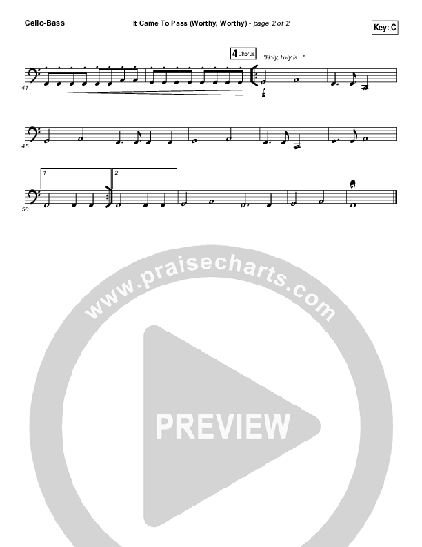It Came To Pass (Worthy Worthy) Cello/Bass (Vertical Worship)