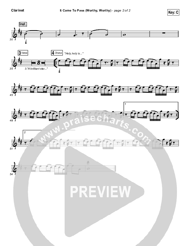 It Came To Pass (Worthy Worthy) Clarinet (Vertical Worship)