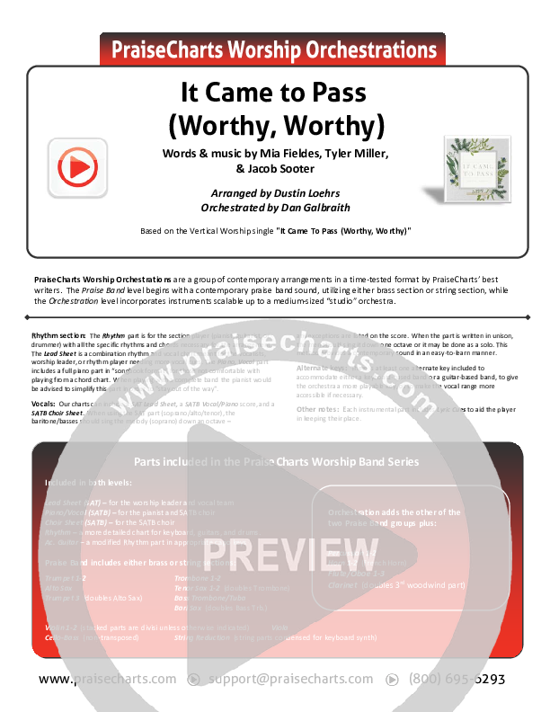 It Came To Pass (Worthy Worthy) Orchestration (Vertical Worship)