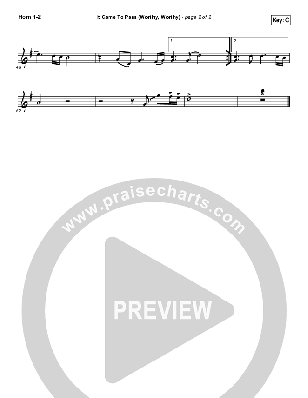 It Came To Pass (Worthy Worthy) French Horn 1/2 (Vertical Worship)