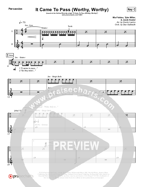 It Came To Pass (Worthy Worthy) Percussion (Vertical Worship)