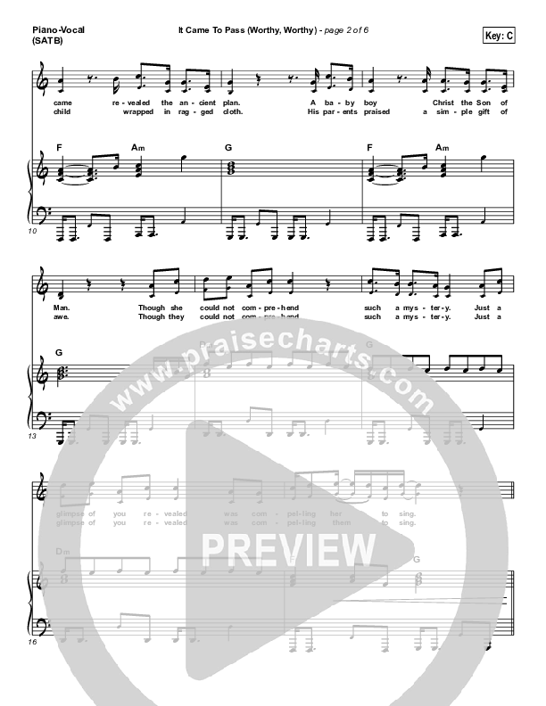 It Came To Pass (Worthy Worthy) Piano/Vocal (SATB) (Vertical Worship)
