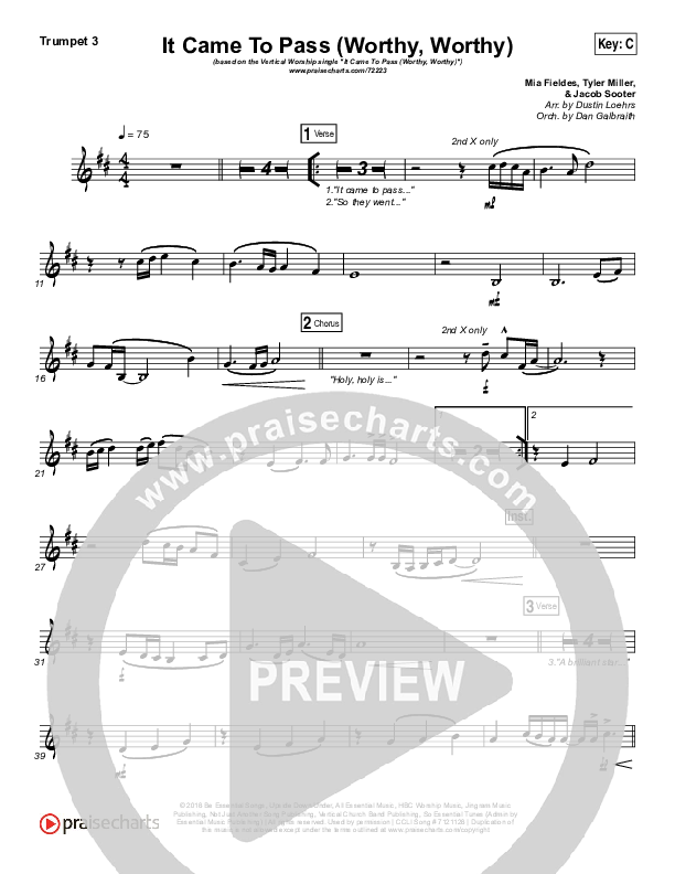 It Came To Pass (Worthy Worthy) Trumpet 3 (Vertical Worship)