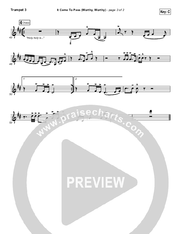 It Came To Pass (Worthy Worthy) Trumpet 3 (Vertical Worship)