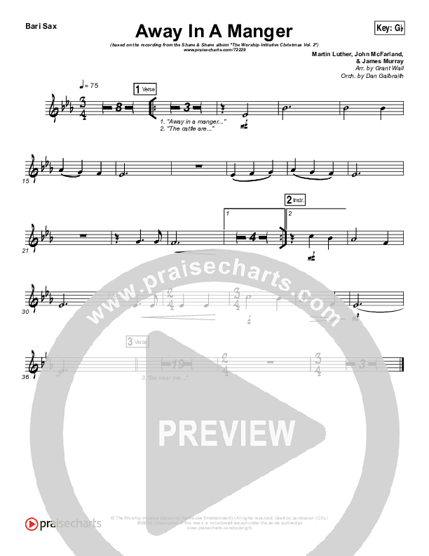 Away In A Manger Bari Sax (Shane & Shane / The Worship Initiative)