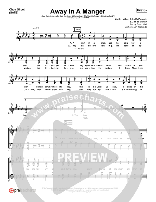 Away In A Manger Choir Vocals (SATB) (Shane & Shane / The Worship Initiative)