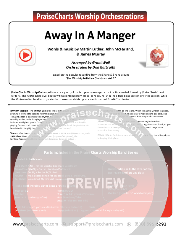 Away In A Manger Cover Sheet (Shane & Shane / The Worship Initiative)