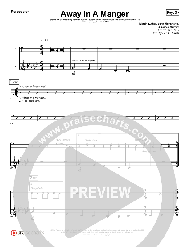 Away In A Manger Percussion (Shane & Shane / The Worship Initiative)