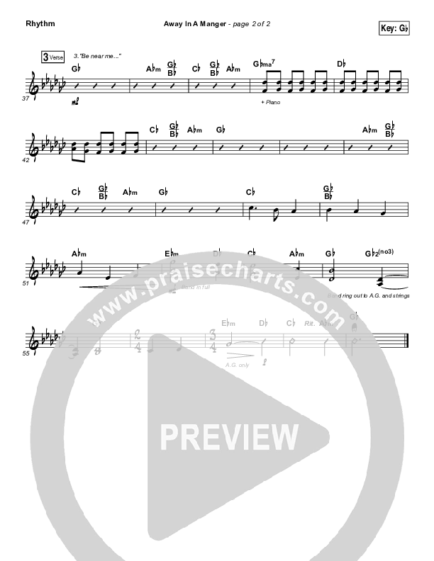 Away In A Manger Rhythm Chart (Shane & Shane / The Worship Initiative)