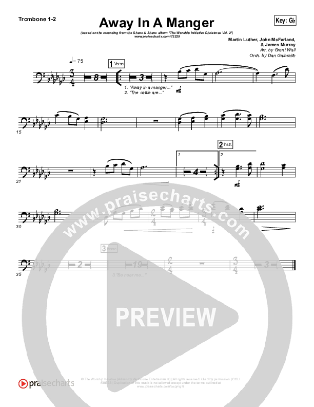 Away In A Manger Trombone 1/2 (Shane & Shane / The Worship Initiative)