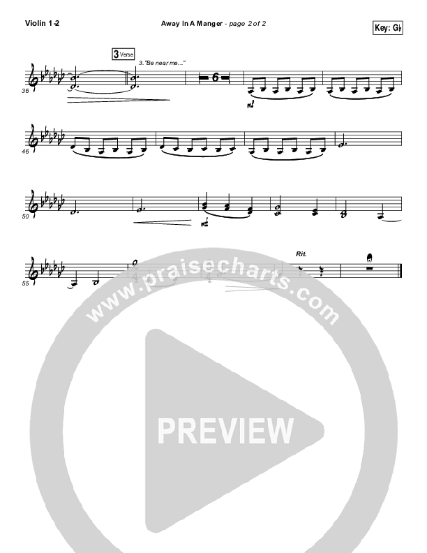 Away In A Manger Violin 1/2 (Shane & Shane / The Worship Initiative)