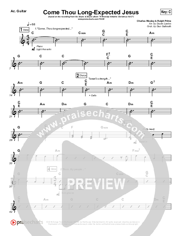 Come Thou Long Expected Jesus Acoustic Guitar (Shane & Shane / The Worship Initiative)