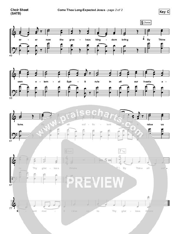 Come Thou Long Expected Jesus Choir Sheet (SATB) (Shane & Shane / The Worship Initiative)