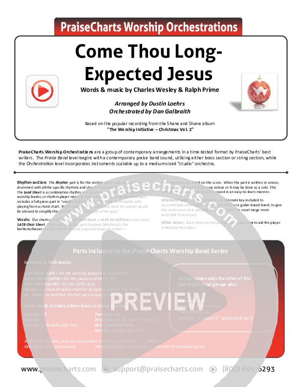 Come Thou Long Expected Jesus Cover Sheet (Shane & Shane / The Worship Initiative)