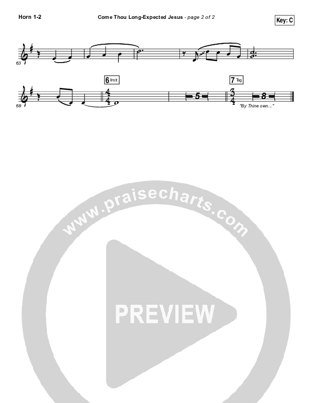 Come Thou Long Expected Jesus French Horn 1/2 (Shane & Shane / The Worship Initiative)