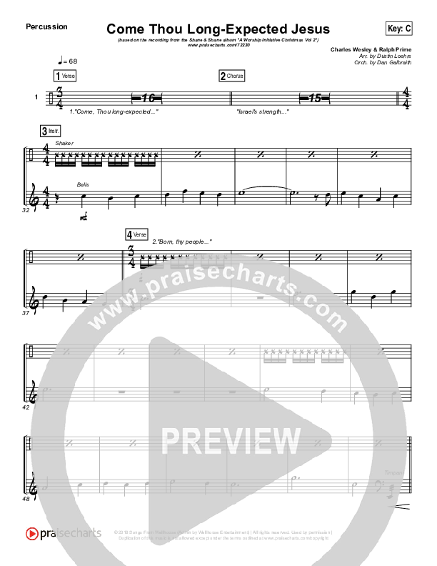 Come Thou Long Expected Jesus Percussion (Shane & Shane / The Worship Initiative)