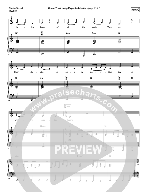 Come Thou Long Expected Jesus Piano/Vocal Pack (Shane & Shane / The Worship Initiative)