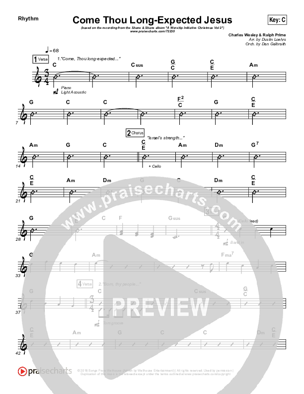 Come Thou Long Expected Jesus Rhythm Chart (Shane & Shane / The Worship Initiative)
