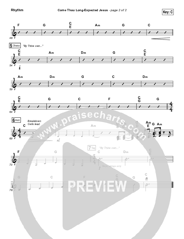 Come Thou Long Expected Jesus Rhythm Chart (Shane & Shane / The Worship Initiative)