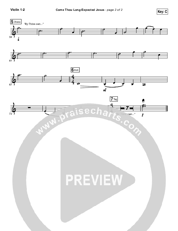 Come Thou Long Expected Jesus Violin 1/2 (Shane & Shane / The Worship Initiative)