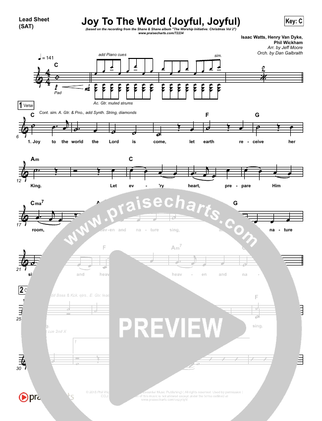 Joy To The World Joyful Joyful Orchestration Shane Shane Phil Wickham The Worship Initiative Praisecharts