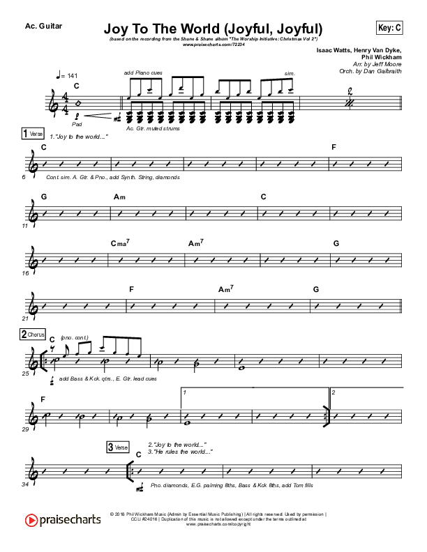 Joy To The World (Joyful Joyful) Acoustic Guitar (Shane & Shane / Phil Wickham / The Worship Initiative)