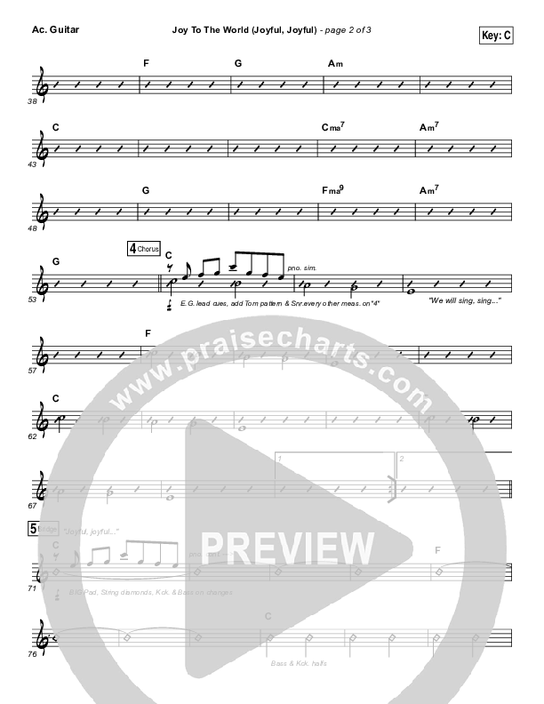 Joy To The World (Joyful Joyful) Acoustic Guitar (Shane & Shane / Phil Wickham / The Worship Initiative)