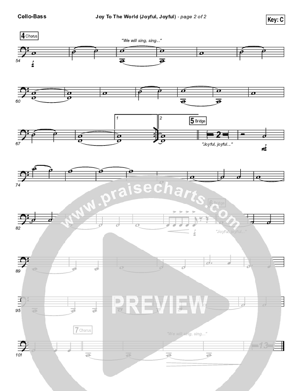 Joy To The World (Joyful Joyful) Cello/Bass (Shane & Shane / Phil Wickham / The Worship Initiative)