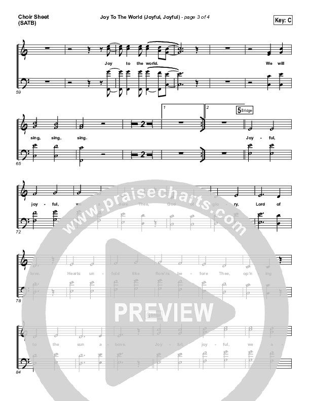 Joy To The World (Joyful Joyful) Choir Sheet (SATB) (Shane & Shane / Phil Wickham / The Worship Initiative)