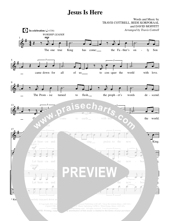 Jesus Is Here (Choral) Sheet Music PDF (Brentwood Benson Choral