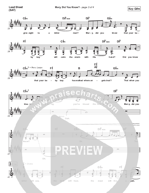 Mary Did You Know Lead Sheet (SAT) (Mallary Hope)