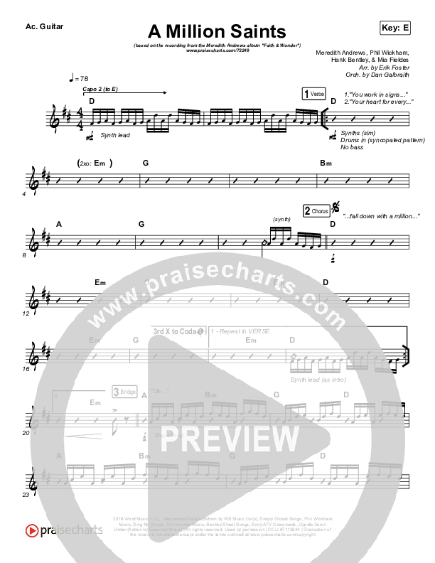 A Million Saints Rhythm Chart (Meredith Andrews)