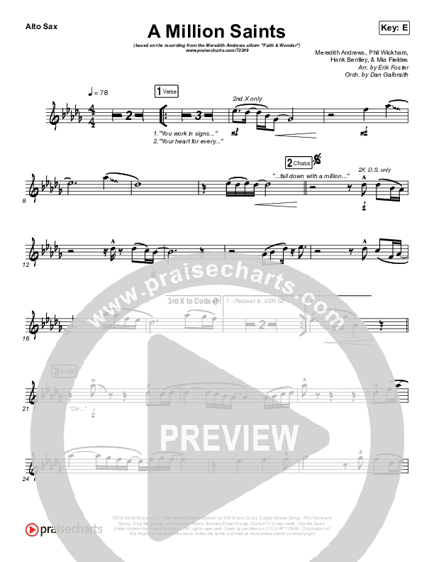 A Million Saints Alto Sax (Meredith Andrews)