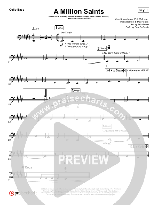 A Million Saints Cello/Bass (Meredith Andrews)