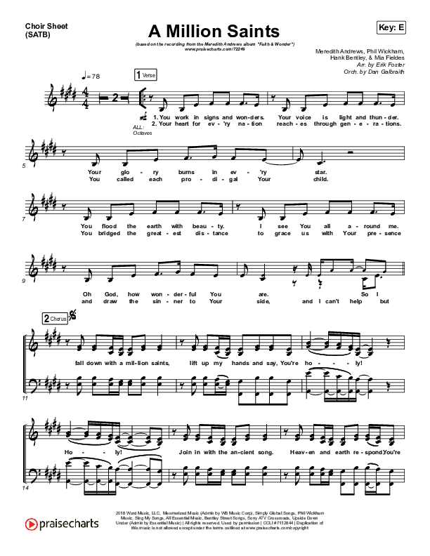 A Million Saints Choir Sheet (SATB) (Meredith Andrews)